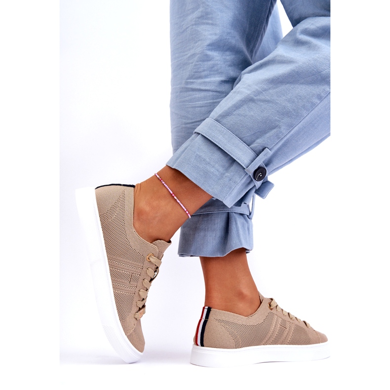 Baskets à lacets pour femmes Beige Etna 7