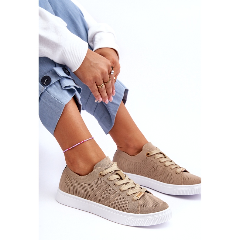 Baskets à lacets pour femmes Beige Etna 4