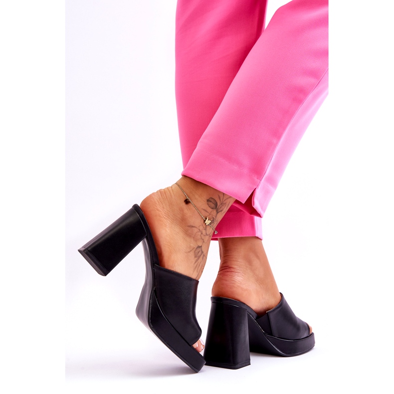 Sweet Shoes Chaussons à talons hauts en cuir noirs 3