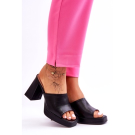 Sweet Shoes Chaussons à talons hauts en cuir noirs 4