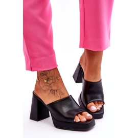 Sweet Shoes Chaussons à talons hauts en cuir noirs 5
