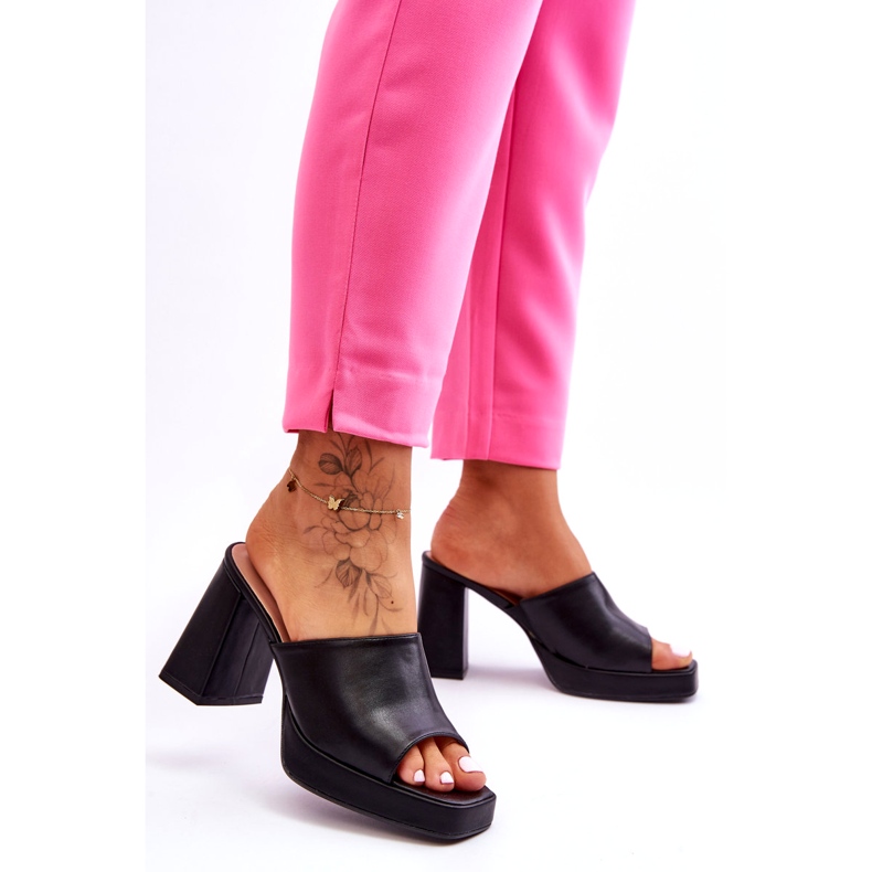 Sweet Shoes Chaussons à talons hauts en cuir noirs 6