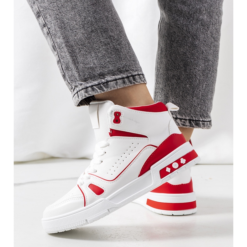 Baskets montantes rouges Grandis blanche 1