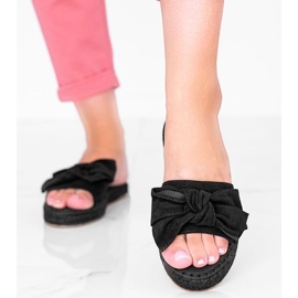 Pantoufles noires avec nœud à pilules le noir 1
