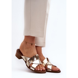 Zazoo 40236 Chaussons en Cuir à Talon Bas pour Femme, Doré 2