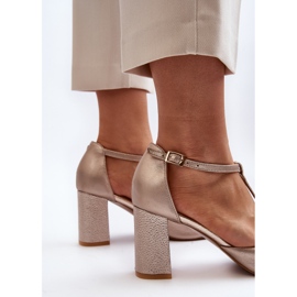 Sandales en cuir à talon haut avec décoration Laura Messi 2758 Or doré 1