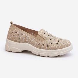 Chaussures ajourées femme Emilei beiges 1