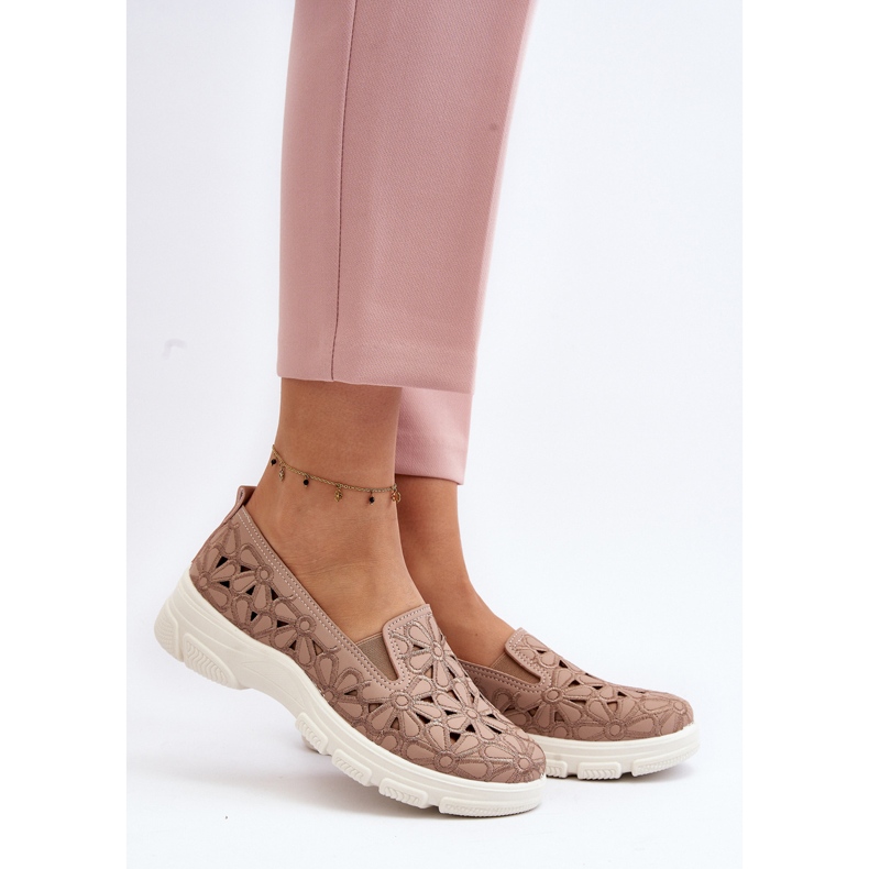 Chaussures ajourées femme, rose Emilei beige 2