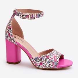 Sandales fuchsia à talons hauts fleuris Vitamella rose 1
