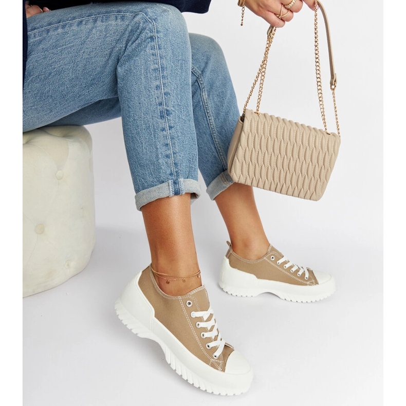 Baskets à plateforme Monteleone beiges 1