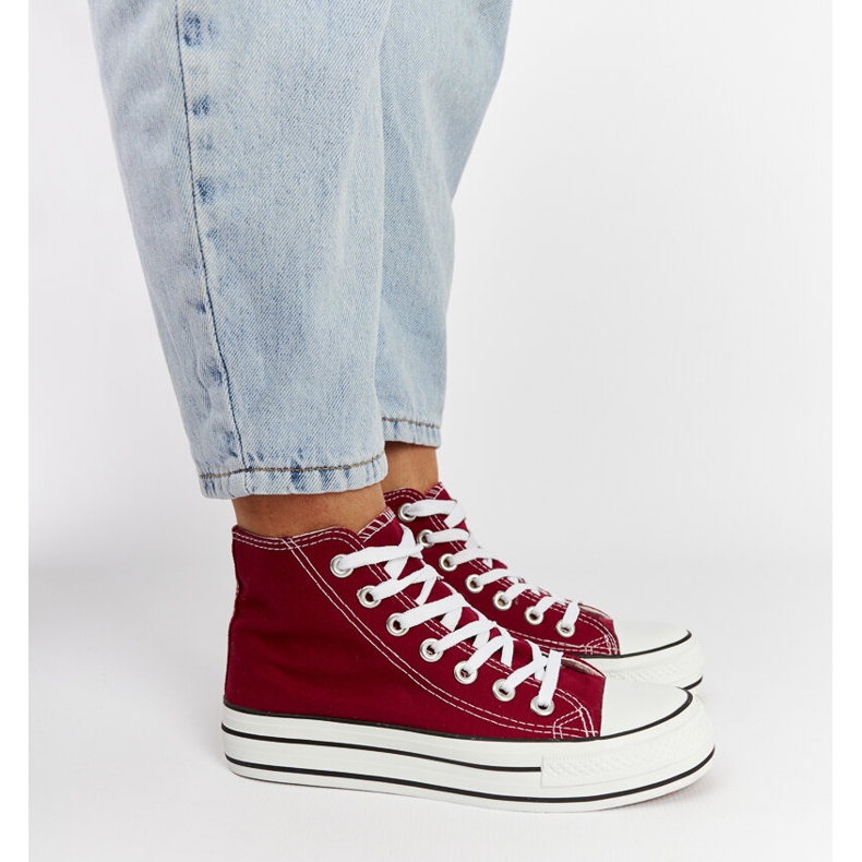 Baskets montantes Puglia bordeaux rouge 2