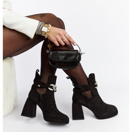 Bottines noires ornées de zircones cubiques en orme le noir 2