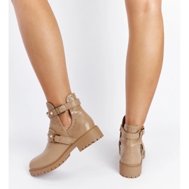 Bottines beiges à découpe et perles Asker 2