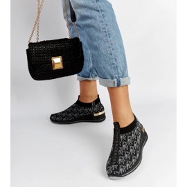 Chaussures Slip On Tartano noires et grises 1
