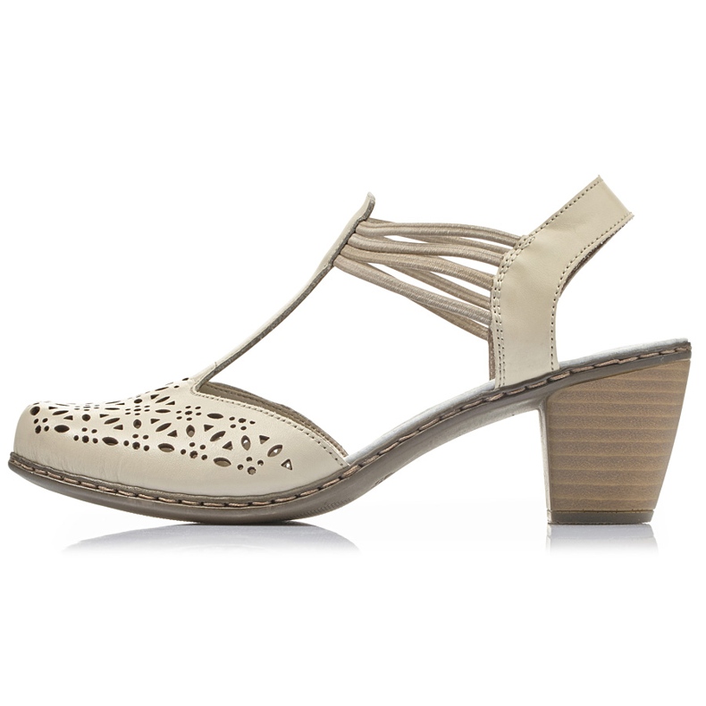 Sandales pour femmes en cuir, beige Rieker 40969-80 2