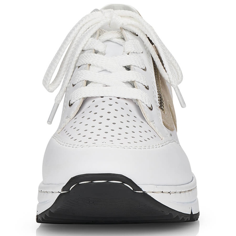 Rieker N6304-80 chaussures compensées en cuir blanc blanche 2
