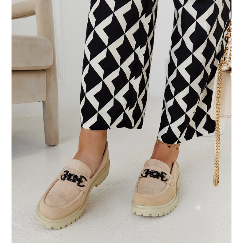 Mocassins en daim beige avec boucle Lyle 1