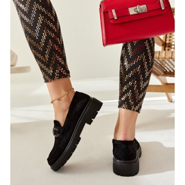 Mocassins en daim noir avec boucle à ressorts le noir 3