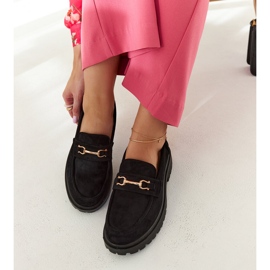 Mocassins en daim noir avec boucle Barbara le noir 7