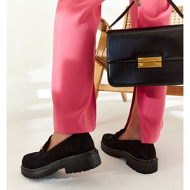 Mocassins en daim noir avec boucle Barbara le noir 1
