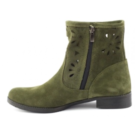 Olivier Bottines confortables en cuir vert ajouré 1