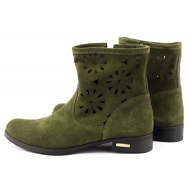 Olivier Bottines confortables en cuir vert ajouré 3