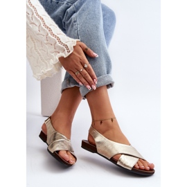 Zazoo 40407 Sandales en cuir pour femme Doré 1