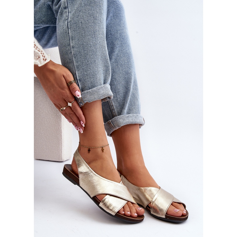 Zazoo 40407 Sandales en cuir pour femme Doré d'or 2