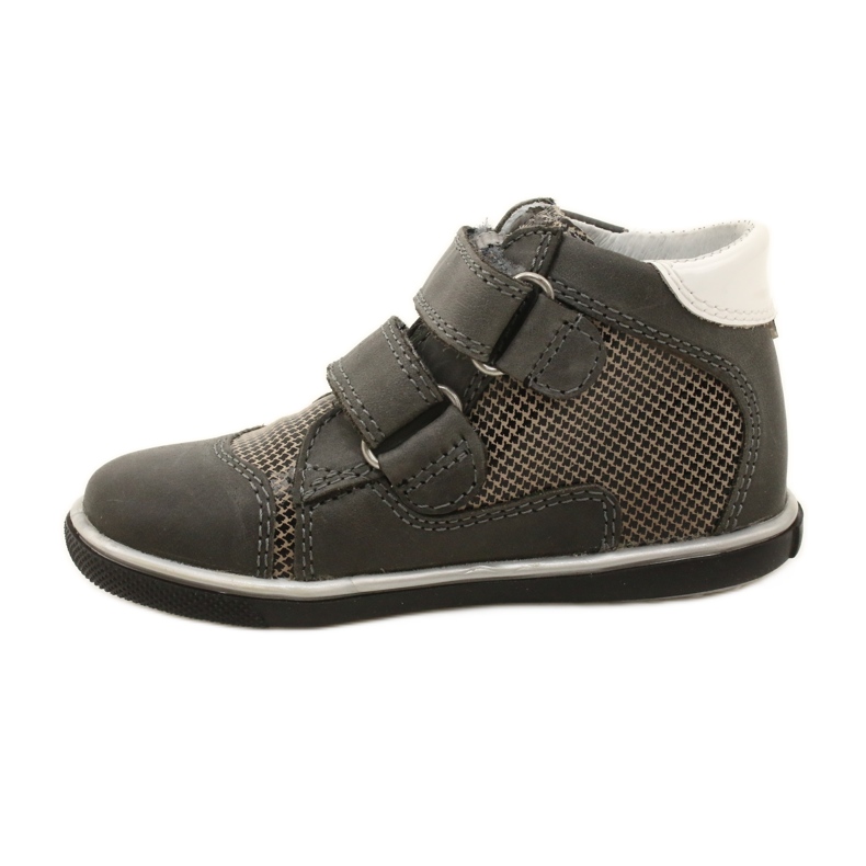 Chaussures en cuir des filles avec des fleurs blanches 91904 Gray Bartek gris 2