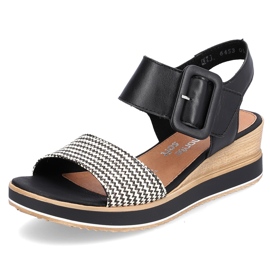 Sandales compensées confortables en cuir avec velcro Remonte D6453-01 le noir 17