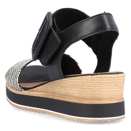 Sandales compensées confortables en cuir avec velcro Remonte D6453-01 le noir 1