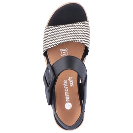 Sandales compensées confortables en cuir avec velcro Remonte D6453-01 le noir 2