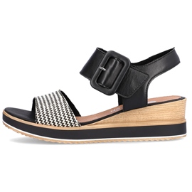 Sandales compensées confortables en cuir avec velcro Remonte D6453-01 le noir 3