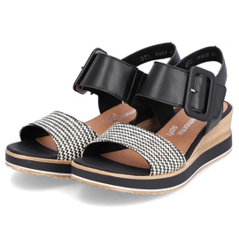 Sandales compensées confortables en cuir avec velcro Remonte D6453-01 le noir 5