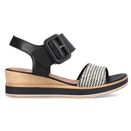 Sandales compensées confortables en cuir avec velcro Remonte D6453-01 le noir 8
