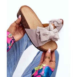 Tongs pour femmes sur plateforme en liège avec nœud, gris Tarena 1