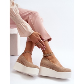 Espadrilles compensées Malla femme de coloris beige 1