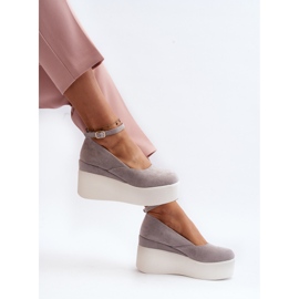 Espadrilles compensées pour femmes gris Malla 1
