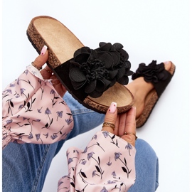 Tongs pour femmes à fleurs, Noir Lulania le noir 1