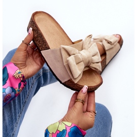 Tongs pour Femmes sur Plateforme en Liège avec Noeud, Beige Tarena 1
