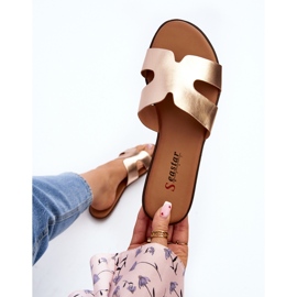 Tongs Découpées Femme Or Rose Lumossa doré 1