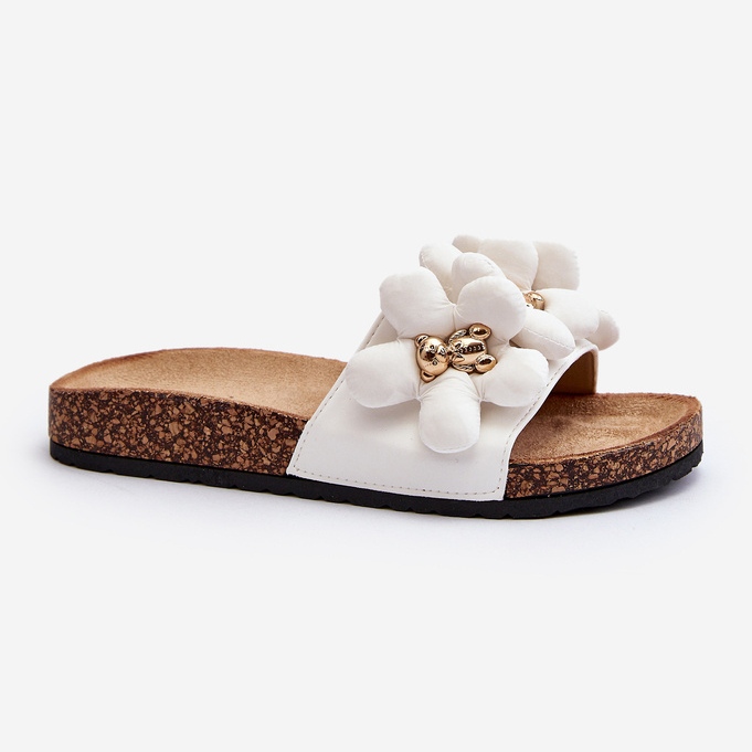 Tongs pour femmes avec décorations, blanc Bunlia blanche 1 Tongs pour femmes avec décorations, blanc Bunlia blanche 1