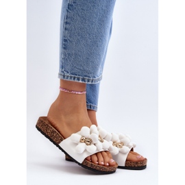 Tongs pour femmes avec décorations, blanc Bunlia 2