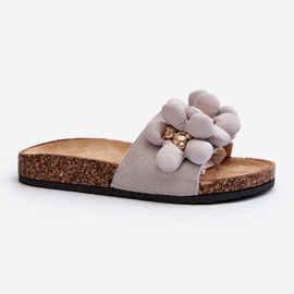 Tongs Pour Femmes Avec Décorations Gris Bunlia 2