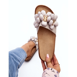 Tongs Pour Femmes Avec Décorations Gris Bunlia 1