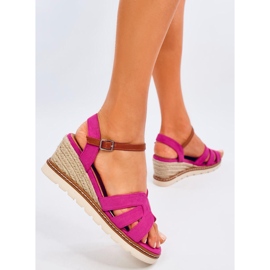 Sandales compensées espadrilles Rosco Fuchsia rose 4