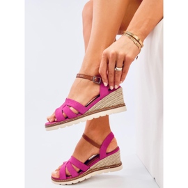 Sandales compensées espadrilles Rosco Fuchsia rose 1