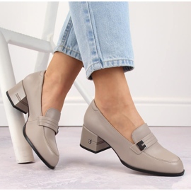 Chaussures à talons en cuir pour femmes, gris Vinceza 66612 1