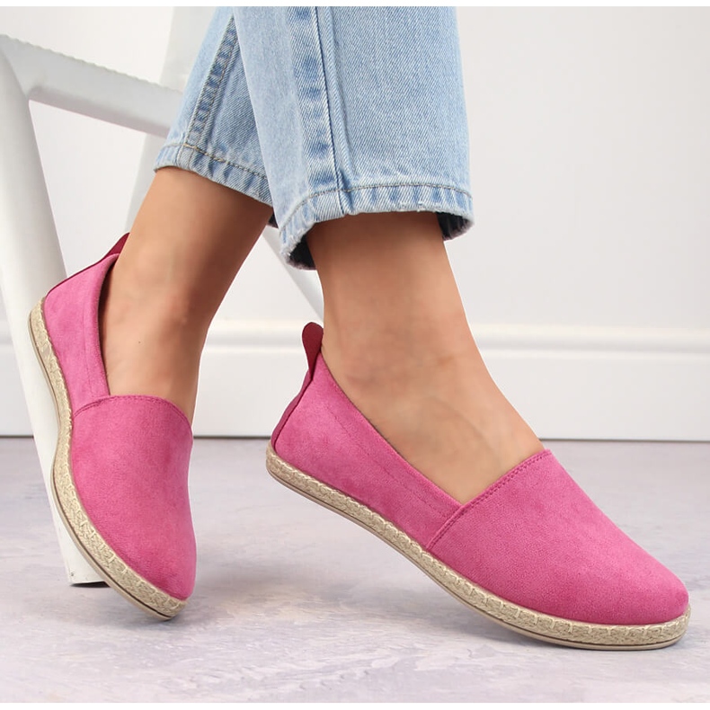 Espadrilles à enfiler en daim pour femme, rose Potocki W16009 1