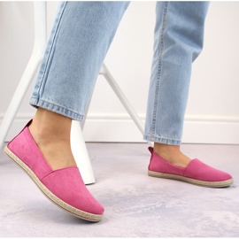 Espadrilles à enfiler en daim pour femme, rose Potocki W16009 2